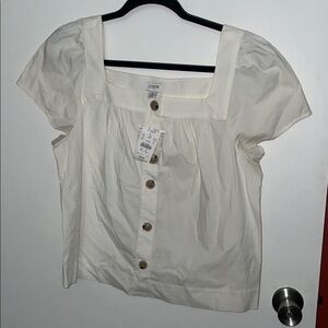 J. Crew Women's Cream Button-Down Top